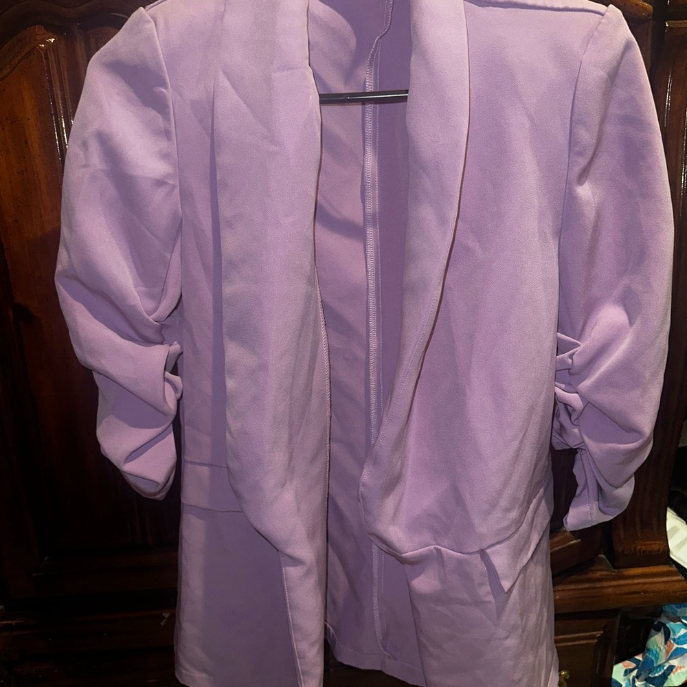 SHEIN Lilac Open Front Blazer
